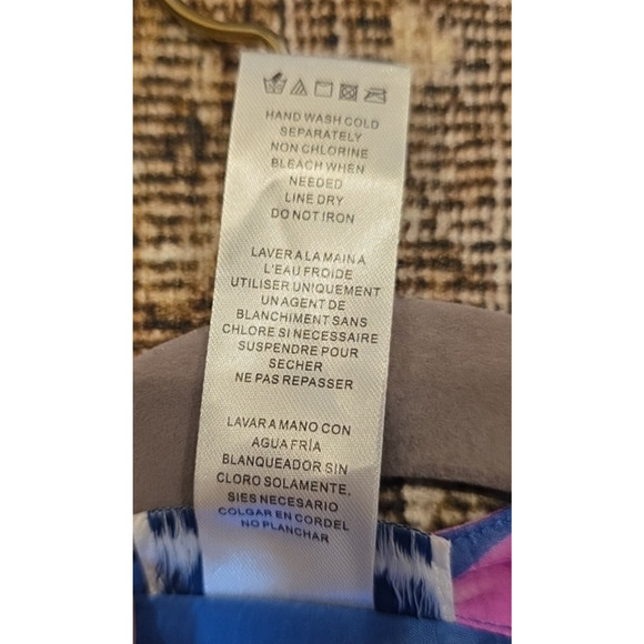 Tommy Bahama Blue Floral Sheer Swimsuit Cover-Up Button Front Roll Tab Sleeve S - Picture 9 of 9